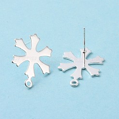 201 ステンレススチールスタッドピアス金具  水平ループと316ステンレススチールピン付き  雪  925銀メッキ  19x14.5mm  穴：1.2mm  ピン：0.7mm&nbsp;LS-STAS-K241-15S