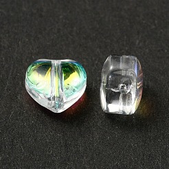 20 個 4 色透明スプレー塗装 & 曇りガラスビーズ  ABカラーメッキ  ハート  ミックスカラー  6x6x4mm  穴：0.7mm  5個/カラー&nbsp;GLAA-YW0001-87