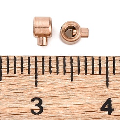 イオンプレーティング（IP）304ステンレス鋼クリンプビーズ  コラム  ローズゴールド  4x3x2.5mm  穴：0.8mm&nbsp;STAS-P373-03RG