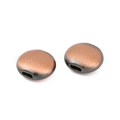 チベット風合金ビーズ  フラットラウンド  ラックめっき  ブラッシング赤い銅  10.5x12x5.5mm  穴：1x3mm&nbsp;FIND-A049-13