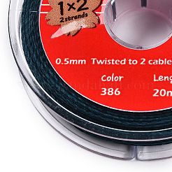 2本撚りの丸いワックスコットン糸コード  日本から輸入  ダークシアン  0.5mm  約21.87ヤード（20m）/ロール&nbsp;YC-T004-01A-12