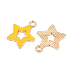 合金エナメルチャーム  スターのチャーム  ライトゴールド  ミックスカラー  16x14x1mm  穴：1.8mm&nbsp;ENAM-F158-02