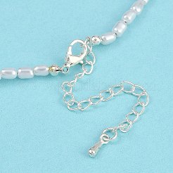 女性用樹脂パールビーズ蝶結びペンダントネックレス  ホワイト  16.46インチ（41.8cm）&nbsp;NJEW-K386-02A-P