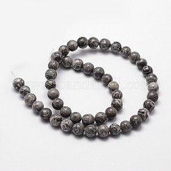 天然地図石/ピカソ石/ピカソジャスパーラウンドビーズ連売り  10mm  穴：1mm  約36~38個/連  15インチ&nbsp;G-E329-10mm-47