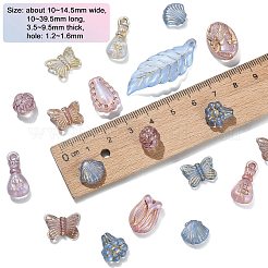 100gメッキアクリルビーズ  ライン入り  混合形状  ミックスカラー  10~39.5x10~14.5x3.5~9.5mm  穴：1.2~1.6mm&nbsp;KY-CJ0001-61