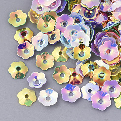 装飾アクセサリー  ポリ塩化ビニールのプラスチック製のスパンコール/スパンコールビーズ  花  ミックスカラー  7x7x1.5mm  穴：1.4mm  約700~800個/袋&nbsp;PVC-T005-050