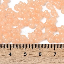 透明な色のガラスシードビーズ  キノコ  ライトサーモン  5.5x4.5mm  穴：1mm  4150個/ポンド&nbsp;SEED-R001-01G