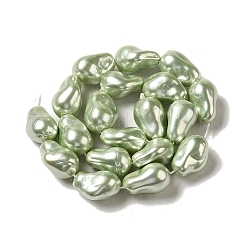 電気メッキガラス模造真珠ビーズ連売り  ナゲット  ダークシーグリーン  22.5x15.5x15mm  穴：0.8mm  約19個/連  15.87''（40.3センチメートル）&nbsp;BSHE-M035-01A-01-1