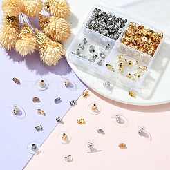 340個 4スタイル 304ステンレススチール フリクションイヤーナット&バレットクラッチピアスバックキャッチセット  ポストスタッドピアス用ピアスバックキャッチイヤリング  ゴールデン·ステンレス鋼色  6~11x4~6x3~3.5mm  穴：0.7~1mm&nbsp;STAS-YW0001-82