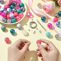 DIY フーセンガム風 ジュエリー セット作成キット  アクリルビーズや鉄ビーズなど  合金クラスプ  エンドチェーン  ワイヤー  ミックスカラー  19~20x18.5~19.5mm  穴：2~3mm&nbsp;DIY-CJC0009-08B