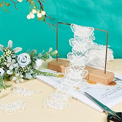 2ヤードのバタフライレースエッジトリムリボン  プラスチック製の模造パールビーズ付き  DIYの装飾服の刺繡用  ホワイト  2-3/4インチ（70mm）  20個/ヤード  2ヤード（1.82m）&nbsp;OCOR-NB0001-40