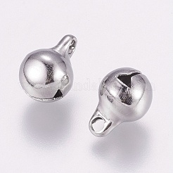 変色しにくい304ステンレススチールのベルチャーム  ステンレス鋼色  9x6x6mm  穴：1.5mm&nbsp;STAS-E144-079P-B