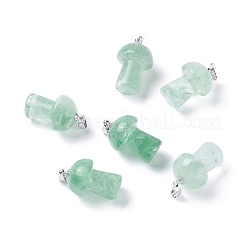 天然石ペンダント  プラチナトーンの真鍮パーツ  キノコ  22~24x14~15mm  穴：2.4mm&nbsp;G-M380-B-P