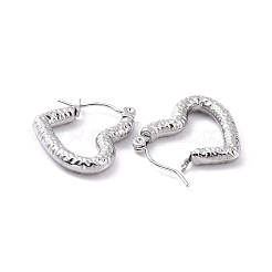 変色しない304ステンレススチール製ハートフープピアス（女性用）  ステンレス鋼色  20x18.5x3mm  ピン：0.8mm&nbsp;X-EJEW-G293-25P