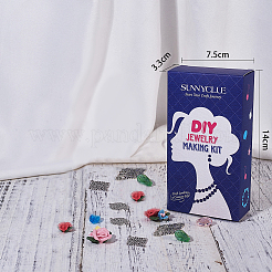 DIYピアス作り  チベットスタイルの合金のリンクを持つ  手作り磁器カボション  電気めっきガラスビーズと真鍮のピアスフック  ミックスカラー  13.5x7x3cm&nbsp;DIY-SC0007-35