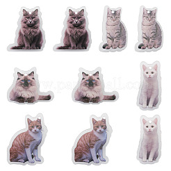 10個5スタイルプリントアクリルパーツ  猫の形  ミックスカラー  39~40x19~34x3mm  穴：2mm  2個/スタイル&nbsp;OACR-TA0004-13
