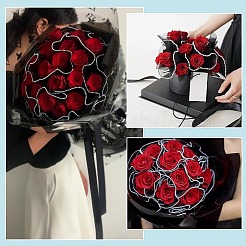 ポリエステル製フラワーブーケラッピングメッシュペーパー1袋  Abs プラスチック模造パール エッジ  花束包装紙しわウェーブネット糸  バレンタインデーの  結婚式  誕生日の装飾  ブラック  4ヤード  150mm&nbsp;ORIB-BC0001-08C