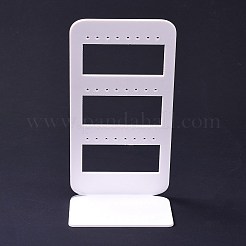 3レベルアクリルイヤリングディスプレイスタンド  長方形  ホワイト  7.5x6.2x14.5cm  穴：1.5mm&nbsp;ODIS-P008-03