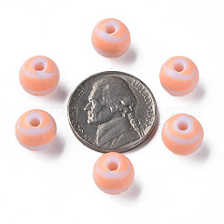 不透明な縞模様のアクリルビーズ  ラウンド  ライトサーモン  10mm  穴：2mm  約940個/500g&nbsp;MACR-S373-27D-08