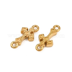 304ステンレススチールコネクタチャーム  クロスリンク  イオンプレーティング（ip）  長持ちメッキ  18KGP本金メッキ  12x6x3mm  穴：1mm&nbsp;SA-CBA302A-03G