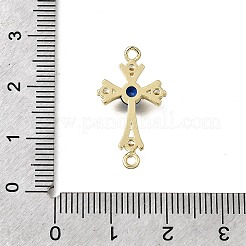 宗教 真鍮 パヴェ ブルー キュービックジルコニア コネクター チャーム  16KGP本金メッキ  クロス  23.5x13x3.5mm  穴：1.5mm&nbsp;KK-G602-07G-08