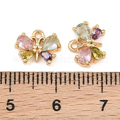 真鍮マイクロペーブカラフルなキュービックジルコニアチャーム  蝶のチャーム  18KGP本金メッキ  8x10x3mm  穴：1.2mm&nbsp;CU-CBA804C-21G