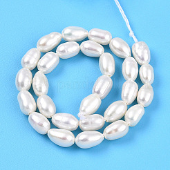 天然養殖淡水パールビーズ連売り  ライス  乳白色  5.5~8x4~4.5mm  穴：0.5mm  約28~29個/連  7.28~7.56''（18.5~19.2センチメートル）&nbsp;PEAR-N012-04M-01