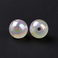 ABSプラスチックビーズ  ABカラーメッキ  ラウンド  ホワイト  8mm  穴：1.4mm&nbsp;LS-FIND-A013-05A