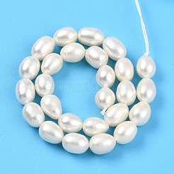 天然養殖淡水パールビーズ連売り  ライス  乳白色  7~8x5.5~6mm  穴：0.6mm  約26~27個/連  7.68~7.87''（19.5~20センチメートル）&nbsp;PEAR-N012-05Z-01
