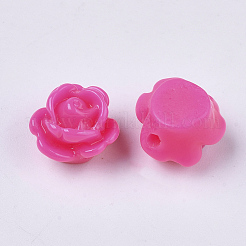 オペーク樹脂ビーズ  花バラ  マゼンタ  9x7mm  穴：1mm&nbsp;LS-X-CRES-B1029-A21