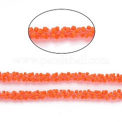 ポリエステルコード  ガラスシードビーズで  サンゴ  1/4インチ（5~6mm）&nbsp;NWIR-N015-001H