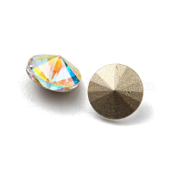 ガラスラインストーンカボション  ポイントバック＆バックメッキ  多面カット  ダイヤモンド  クリスタルAB  6x4mm&nbsp;RGLA-M017-G01-001ST