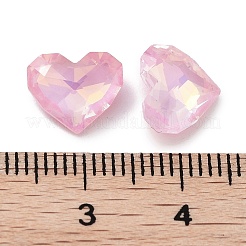 ガラスラインストーンカボション  ポイントバック＆バックメッキ  多面カット  ハート  ライトローズ  8.5x10x4mm&nbsp;RGLA-G020-04D-508AM