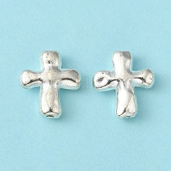 合金ビーズ  クロス  鉛フリー及びカドミウムフリー  銀色のメッキ  14x12.5x4mm&nbsp;X-PALLOY-A018-S-RS