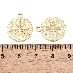 304ステンレスペンダント  スターチャーム付きラウンド  ラックめっき  長持ちメッキ  ゴールドカラー  18x15x2mm  穴：2mm&nbsp;SA-CBA76DA-15G-A
