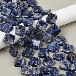 天然ブルースポットジャスパービーズ連売り  ねじれた菱形  19~19.5x19~19.5x5~5.5mm  穴：1mm  約21個/連  15.83''（40.2センチメートル）&nbsp;G-L239-17