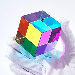 K9ガラスキューブrgb分散プリズムマルチカラーおもちゃ  ホームデスクトップ装飾用  カラフル  50x50x50mm&nbsp;DJEW-WH0015-31