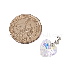 真鍮製ガラスチャーム  ハート  プラチナ  19x14x7mm  穴：5x4mm&nbsp;PALLOY-JF02757