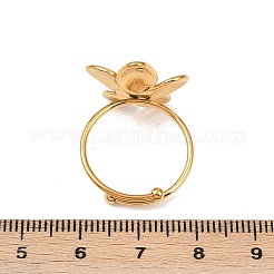 女性用304ステンレススチールオープンカフリング  花  ゴールドカラー  19x18mm  usサイズ8（18.1mm）&nbsp;RJEW-K296-03G