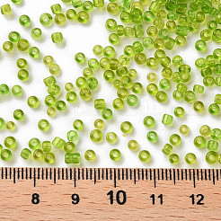 ガラスシードビーズ  トランスペアレント  ラウンド  緑黄  8/0  3mm  穴：1mm  約666粒/30g&nbsp;X2-SEED-A004-3mm-4