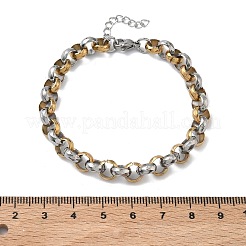 女性用ツートンカラーの304ステンレススチール製ローロチェーンブレスレット  イオンプレーティング（ip）  長持ちメッキ  ゴールデン·ステンレス鋼色  6.89インチ（17.5cm）&nbsp;BJEW-A160-05GP