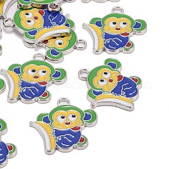 合金エナメルチャーム  子供のジュエリーには猿ペンダント  カドミウムフリー＆鉛フリー  藤紫色  26x25.5x2mm  穴：2.5mm&nbsp;EA5857Y-5