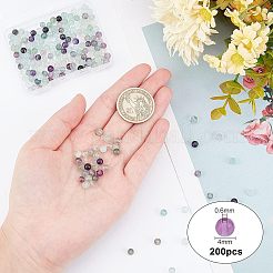 天然蛍石ビーズ連売り200本  ラウンド  4mm  穴：0.6mm&nbsp;G-OC0002-69A