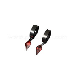 真鍮製、キュービックジルコニア付き、菱形フープ型ドロップピアス  ブラック  25mm&nbsp;WGCB4B5-01