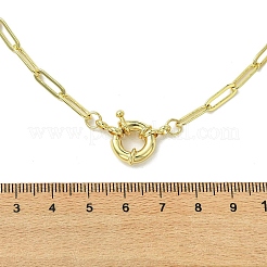 4mmの真鍮製ペーパークリップチェーンネックレス（女性用、スプリングリング留め具付き）  ゴールドカラー  16.93インチ（43cm）&nbsp;NJEW-JN06007