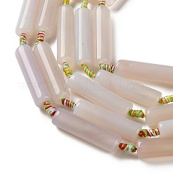 天然石グレーアゲートビーズ連売り  コラム  40~41.5x10.5~11.5mm  穴：3mm  約8個/連  15.35~16.14''（39~41センチメートル）&nbsp;G-A312-A01-01
