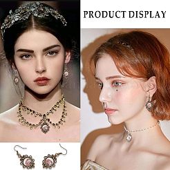 DIYのブランクドームイヤリング製作キット  トレイ付きフラワー合金ペンダントを含む  半円形のガラスカボション  真鍮のピアスフック  アンティークブロンズ＆アンティークシルバー  120個/箱&nbsp;DIY-SC0021-58