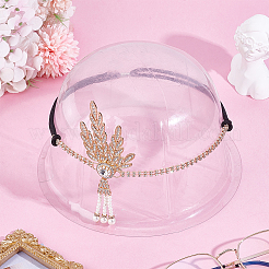 亜鉛合金ラインストーンヘッドバンド1個  ABSパール付き  女性のためのヘアアクセサリー  ゴールドカラー  520mm  内径：240mm&nbsp;OHAR-HY0001-03G
