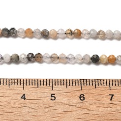 天然石ブラックルチルクォーツビーズ連売り  多面カット  ラウンド  3.5mm  穴：0.5mm  約109個/連  14.96''（38センチメートル）&nbsp;G-RM241221-B24