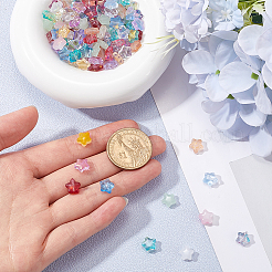 200個スプレー塗装ガラスビーズ  混合スタイル  スター  ミックスカラー  8x8.5x4mm  穴：1mm&nbsp;GLAA-SP0001-06